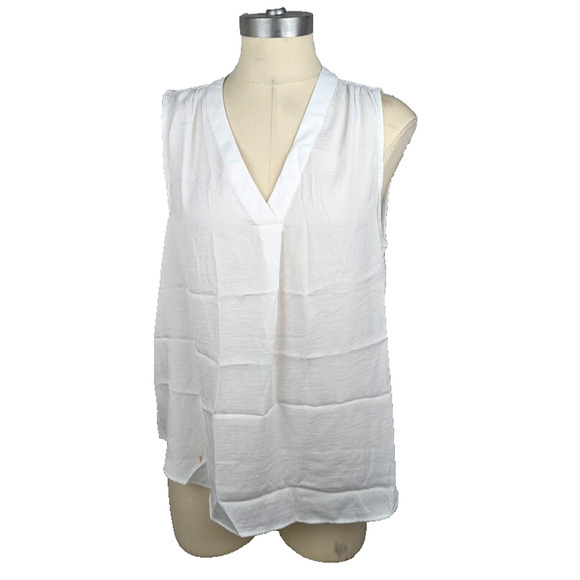 Alfani Petite V-Neck Sleeveless Blouse Bright White Size PL - Picture 1 of 3
